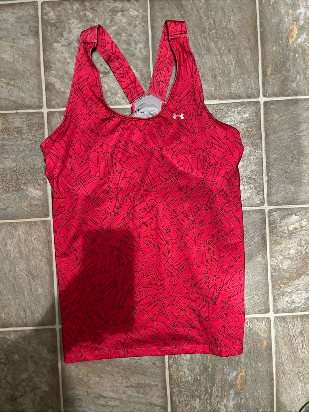 Under Armour Hot Pink Abstract Racerback Tank-built in bra